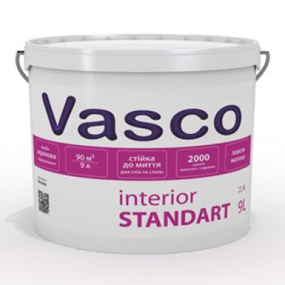 Водоразбавляемая акриловая краска для интерьеров Vasco Interior Standart (9л)