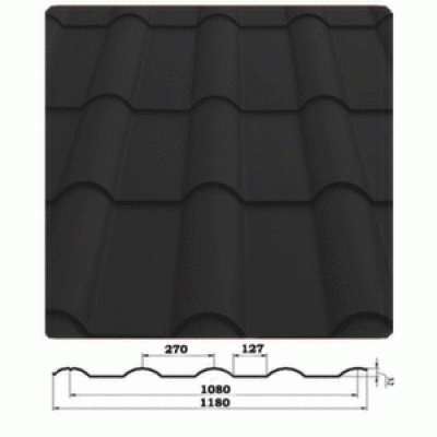 Металочерепиця AFINA 350/15 0,45*1185 PE (8017, виробник сировини Китай)