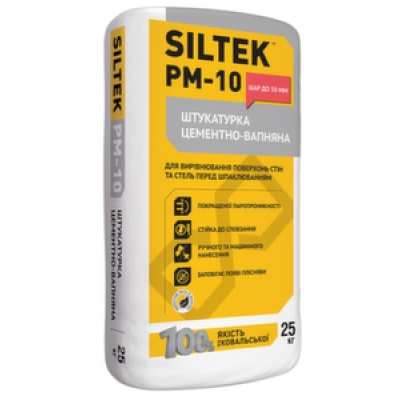 Штукатурка цементно-вапняна машинна Siltek РМ-10, 25кг Штукатурка цементно-вапняна машинна Siltek РМ-10, 25кг