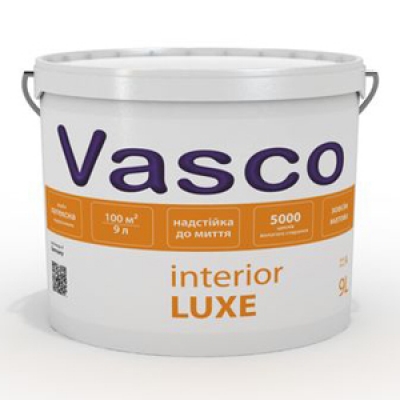 Латексная водоразбавляемая акриловая краска Vasco interior Luxe (9л)