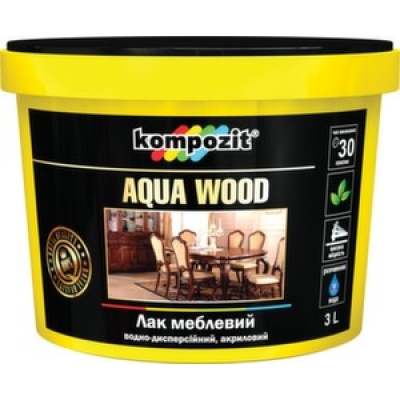Лак мебельный Kompozit AQUA WOOD (3 л)